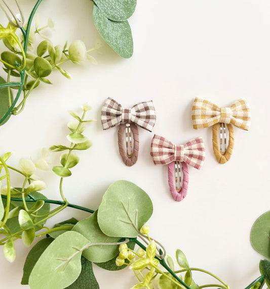 Gingham Bow Hair Clip